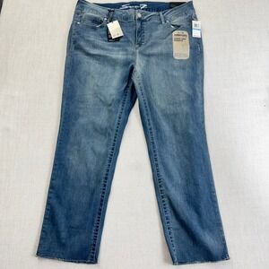 Seven7 Tummyless Mid Rise Slim Straight Jeans Blue Raw Hem 20W SX2148 GYPS NEW